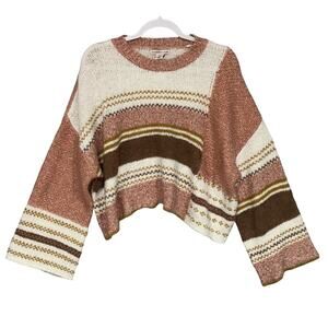 Sincerely Jules Sz L Wool Blend Boxy Flare Sleeve Sweater oversized boho SOFT